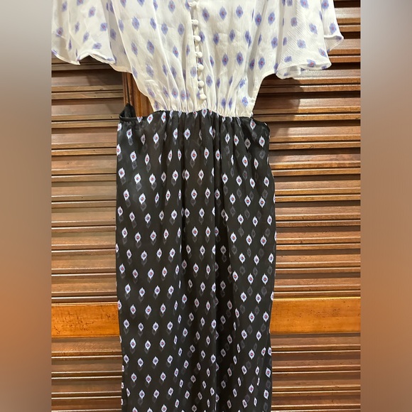 MISA Los Angeles Polka Dot Print Long Dress Size Large NWT NAVY BOTTOM WHITE TOP - Picture 3 of 12